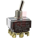 Carling Technologies Toggle Switch, Panel Mount, On-Off-On, 3PDT, Screw Terminal, 250V ac