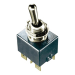 Otto Toggle Switch, Panel Mount, (On)-Off, DPST, Tab Terminal, 28 V dc, 115V ac