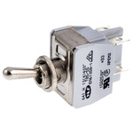 APEM Toggle Switch, Panel Mount, On-Off, DPDT, Solder Lug Terminal, 250V ac