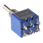 APEM Toggle Switch, Panel Mount, On-Off-(On), DPDT, Solder Terminal