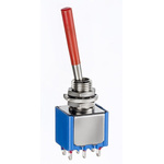 APEM Toggle Switch, Panel Mount, (On)-Off-(On), DPDT, Solder Lug Terminal, 30 V dc, 125V ac