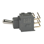 NKK Switches Toggle Switch, Through Hole Mount, On-Off-On, DPDT, PC Terminal Terminal, 28V ac/dc