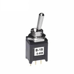 NKK Switches Toggle Switch, PCB Mount, (On)-Off-(On), SPDT, Through Hole Terminal, 28V ac/dc