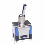 NKK Switches Toggle Switch, Through Hole Mount, On-On, DPDT, PC Terminal Terminal, 48V ac/dc