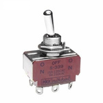 NKK Switches Toggle Switch, Panel Mount, On-Off-(On), DPDT, Solder Terminal, 125V ac