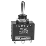 NKK Switches Toggle Switch, Panel Mount, On-Off-On, DPDT, Solder Terminal, 250V ac