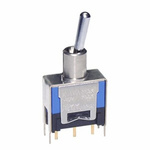 NKK Switches Toggle Switch, Through Hole Mount, On-On, SPDT, THT Terminal, 48V ac/dc