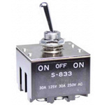 NKK Switches Toggle Switch, Panel Mount, On-Off-On, 3PDT, Screw Terminal, 30 V dc, 125V ac