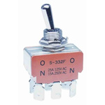 NKK Switches Toggle Switch, Panel Mount, On-On, DPDT, Quick Connect Terminal, 30 V dc, 125V ac
