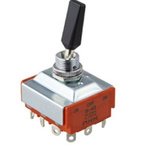 NKK Switches Toggle Switch, Panel Mount, On-Off-On, 4PDT, Solder Lug Terminal, 30 V dc, 125V ac