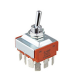 NKK Switches Toggle Switch, Panel Mount, On-On, 4PDT, Quick Connect Terminal, 30 V dc, 125V ac