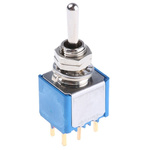 APEM Toggle Switch, PCB Mount, On-Off-On, DPST, PC Terminal Terminal, 20V ac/dc
