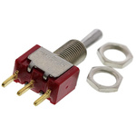 TE Connectivity Toggle Switch, PCB Mount, (On)-Off-(On), SPDT, Through Hole Terminal, 20V