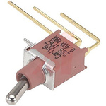 Carling Technologies Toggle Switch, Panel Mount, On-On, SPST, Through Hole Terminal, 20V