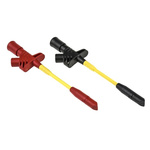 Hirschmann Test & Measurement 10A Black/Red Grabber Clip, 1kV Rating - 10mm Tip Size, 4mm Probe Socket Size