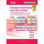 Kewtech Corporation TC6 Electrical Installation Certificate, Certificate Type Inspection & Test Schedule, For Use With