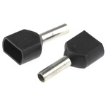 966144-6 | TE Connectivity Insulated Crimp Bootlace Ferrule, 8mm Pin Length, 2.2mm Pin Diameter, 2 x 1.5mm² Wire Size, Black