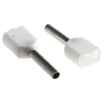 966144-1 | TE Connectivity Insulated Crimp Bootlace Ferrule, 8mm Pin Length, 1.4mm Pin Diameter, 2 x 0.5mm² Wire Size, White