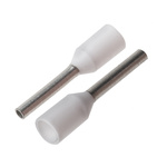 FTR0.5-8 | JST, FTR Insulated Crimp Bootlace Ferrule, 8mm Pin Length, 1mm Pin Diameter, 0.5mm² Wire Size, White