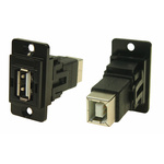 RS PRO Straight, Panel Mount, Socket to Socket Type A to B 2.0 USB Connector