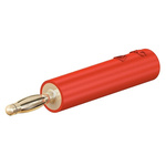 Staubli Red, Male to Female Test Connector Adapter With Brass contacts and Gold Plated - Socket Size: 4mm