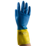 405398 | Mapa Spontex 405 Duomix Blue Latex, Neoprene Work Gloves, Size 8.5, Medium, 20 Gloves