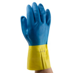 405390 | Mapa Spontex 405 Duomix Blue Latex, Neoprene Work Gloves, Size 10.5, XL, 20 Gloves