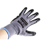 8009 | BM Polyco Polyflex Plus Grey Nitrile Coated Nitrile, Nylon Work Gloves, Size 9, Large, 12 Gloves