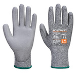 A622L | Portwest Grey Polyurethane Coated Elastane, Elastic, Glass Fibre, HPPE, Polyester Gloves, Size L