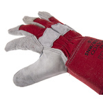 BM Polyco Premium Chrome Rigger Red Cotton, Leather Work Gloves, Size 9, Large, 6 Gloves