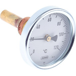 Jumo Immersion Dial Thermometer 0 → +120 °C, 608001/0163-818-913-12-104-46-46-50/000