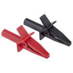 RS PRO Crocodile Clip 4 mm Connection, Nickel-Plated Steel Contact, 20A, Black, Red