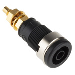 Hirschmann Test & Measurement Black Female Banana Socket, 4 mm Connector, Solder Termination, 32A, 1000V ac/dc, Gold