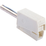 Wago White Male Banana Plug, 4 mm Connector, Cage Clamp Termination, 20A, 42V, Nickel Plating