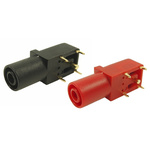 RS PRO Black, Red Female Banana Socket, 4 mm Connector, 24A, 1kV, Gold Plating