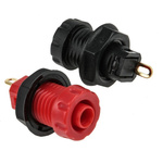 RS PRO Black, Red Female Banana Socket, 4 mm Connector, 30A, 1000V, Gold Plating