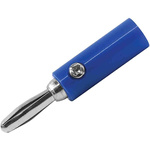 RS PRO Blue Male Banana Plug, 4 mm Connector, 24A, 30V, Nickel Plating