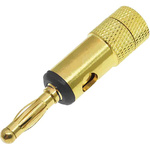 RS PRO Black Male Banana Plug, 4 mm Connector, 24A, 30V, Gold Plating