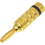 RS PRO Black Male Banana Plug, 4 mm Connector, 32A, 30V, Gold Plating