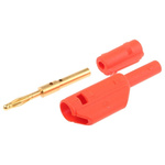Staubli Red Male Banana Plug, 2mm Connector, Solder Termination, 10A, 600V, Gold Plating