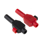 Staubli Black, Red Male Banana Plug, 4 mm Connector, Clamp Termination, 10A, 600V, Nickel Plating