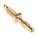 Staubli Gold Male Banana Plug, 4 mm Connector, Bolt, Solder Termination, 50A, Gold Plating