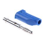 Schutzinger Blue Male Banana Plug, 4 mm Connector, Screw Termination, 16A, 30 V ac, 60V dc, Nickel Plating