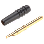 Staubli Black Male Test Plug, 2mm Connector, Solder Termination, 10A, 30 V, 60V dc, Gold Plating