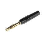 Staubli Black Male Banana Plug, 2mm Connector, Solder Termination, 10A, 30 V, 60V dc, Gold Plating