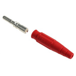 Staubli Red Male Test Plug, 6 mm Connector, Crimp Termination, 100A, 600V, Silver Plating