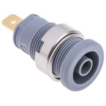 Hirschmann Test & Measurement Grey Female Banana Socket, 4 mm Connector, Tab Termination, 25A, 1000V ac/dc, Gold Plating