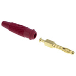 Hirschmann Test & Measurement Red Male Banana Plug, 4 mm Connector, Solder Termination, 32A, 30 V ac, 60V dc, Gold