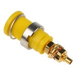 Hirschmann Test & Measurement Green, Yellow Female Banana Socket, 4 mm Connector, Solder Termination, 32A, 1000V ac/dc,