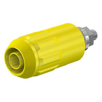 Staubli Yellow Female Banana Socket, 4 mm Connector, Bolt Termination, 20A, 1000V, Nickel Plating